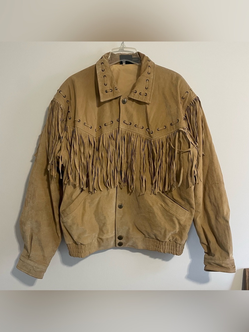 Vintage Leather Fringe Jacket Cowboy Western Wear Size Large Stefano